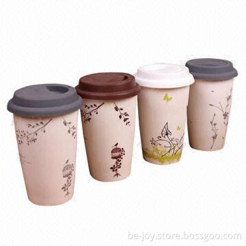 Ceramic mug with silicone lid, various artworks are available, OEM orders are welcome
